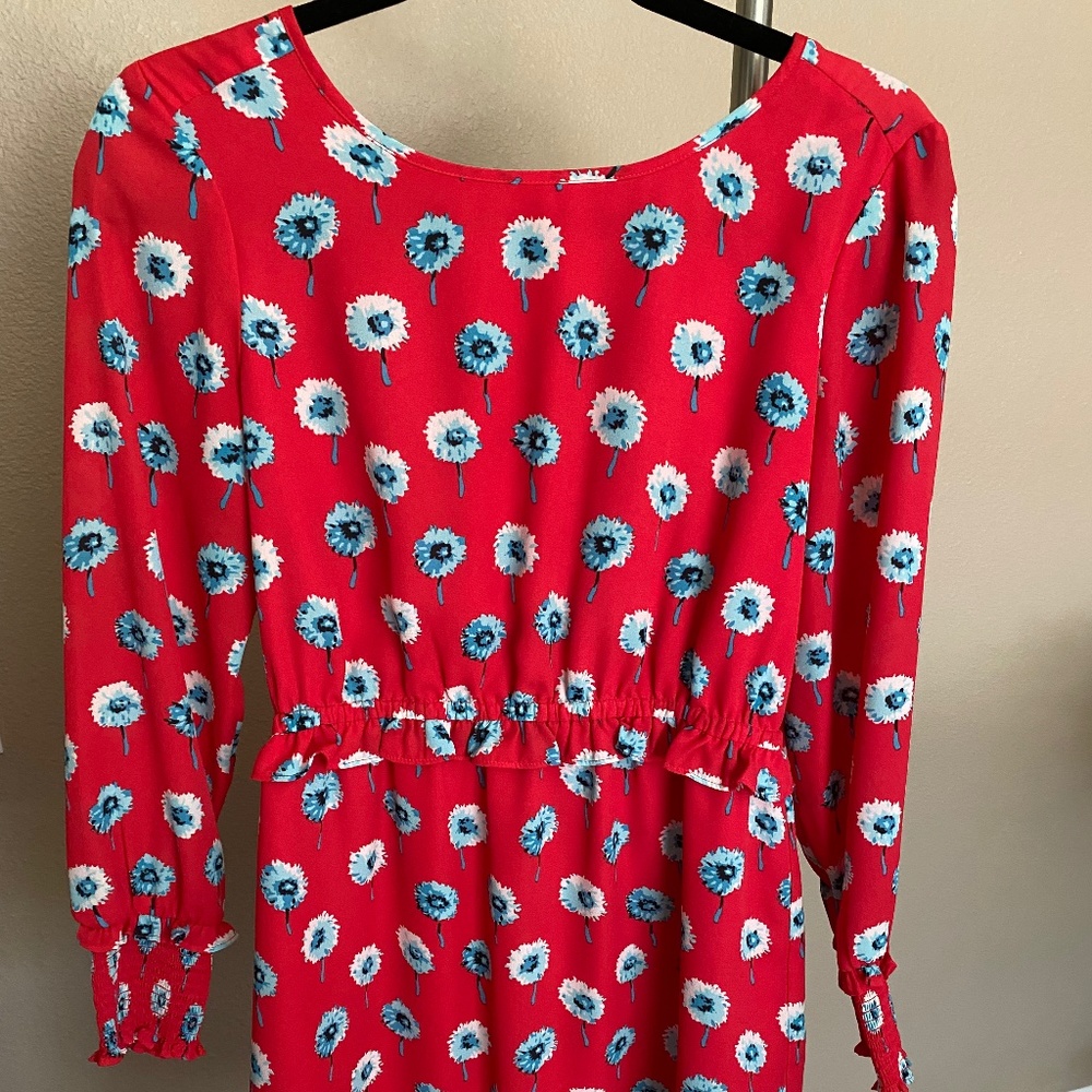 Red dress with Blue flowers